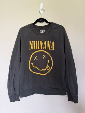 Chaser NIRVANA Black Crewneck with Yellow Smiley Face Logo